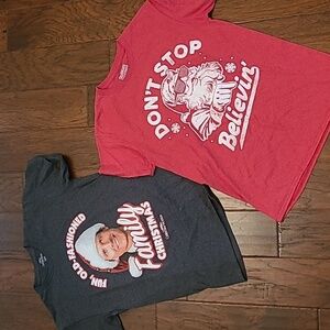 Bundle of 2 short sleeve Unisex Christmas t-shirts size Small